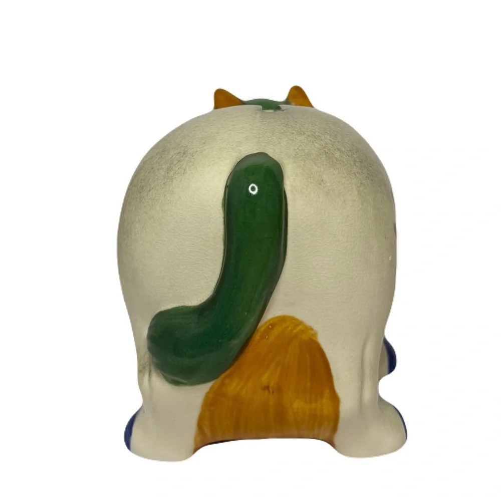 Vintage Cow Bull Piggy Coin Bank w Stopper & Original Sticker, Dabs Japan